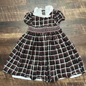 Edgehill collection smocked tie back plaid puff sleeve dress size 5 boutique